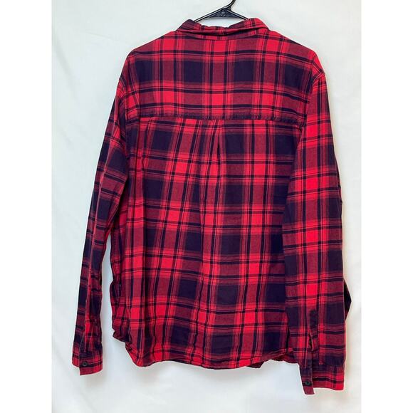 Liverpool Los Angeles Men's XL Red Black Plaid Flannel Long Sleeve Outdoor Shirt - Picture 2 of 6
